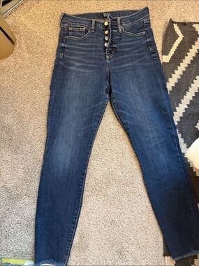 GAP Dark Blue High-Rise Button-Fly Skinny Jeans